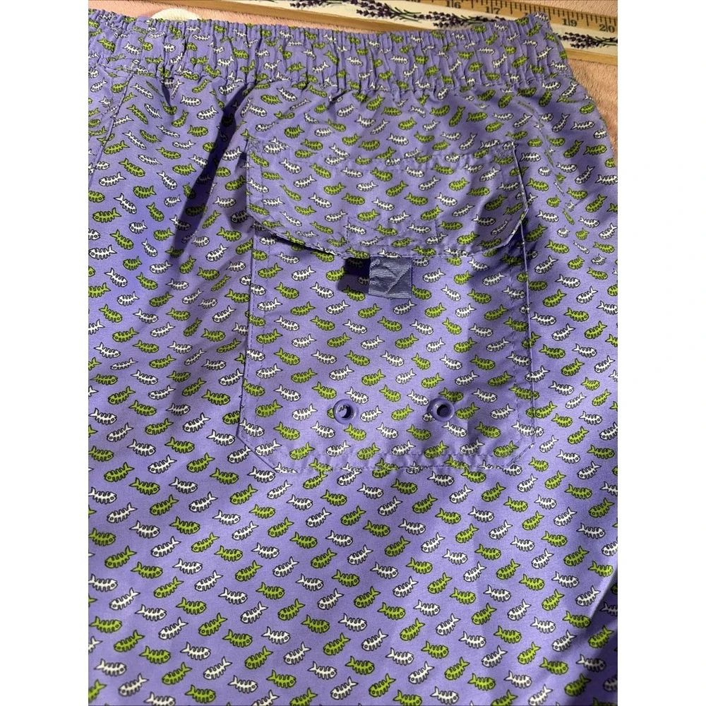 Southern Pines Men's Sz XL Swim Trunks. Skeleton Fish. Lavender.